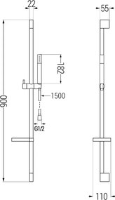Mexen Zero DS70 zestaw prysznicowy, czarny - 71114DS70-70
