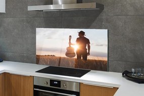 Szklany Panel Muzyk z Gitarą