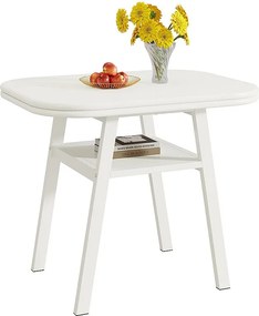 Stół jadalny dla 2-4 osób, 80 cm, mały, nowoczesny stół kuchenny z półką do przechowywania i metalowymi nogami, biały