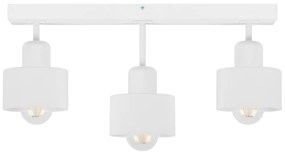 Biała lampa sufitowa, trzypunktowy spot DWE50x7WE z drewna i metalu E2