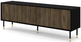 Frezowana szafka pod TV czarny + orzech pacyfik G9-B15
