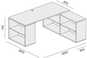 PLAN Biurko z przestrzenią do przechowywania BLOCK B01, biały/grafit
