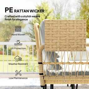 Outsunny 4-częściowy zestaw mebli ogrodowych z rattanu, zestaw z narożnikiem, sofą dwuosobową i stolikiem ze szkła, poduszki dla 5 osób | Aosom PL