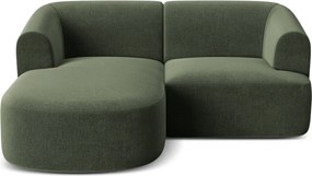 Zielony aksamitny narożnik (lewostronny/z szezlongiem) Campi – Cosmopolitan Design