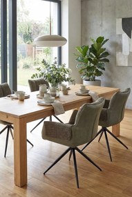 Oliwkowe tapicerowane krzesło z podłokietnikami M4-M65