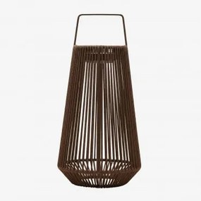 Bezprzewodowa Zewnętrzna Lampa Stołowa Solarna Led Z Żelaza I Plecionego Sznurka Liberian Chocolate & ↑60 Cm - Sklum