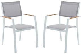 Zestaw 2 foteli ogrodowych sztaplowanych z aluminium i tekstylenu - Jasnoszary i biały - MACILA marki MYLIA