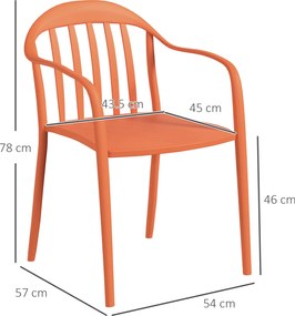 Outsunny Zestaw 4 krzeseł ogrodowych odpornych na warunki pogodowe z plastiku, Składane z podłokietnikami i oparciem do 120 kg