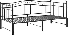 Czarne metalowe łóżko rozkładane 90x200 cm F5-E63