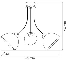 Lampa sufitowa potrójna czarna QUEEN 3xE27