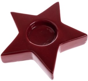 Świąteczny ceramiczny świecznik na tea light Astreczerwony, 11,5 x 11,5 cm