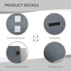 HOMCOM Skrzynka pocztowa z zamkiem, galwanizowana stal, 30 cm otwór na listy, Szara