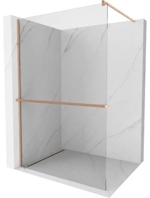 Mexen Kioto+ ścianka prysznicowa z półką Walk-in 70 x 200 cm, transparent, miedź szczotkowana - 800-070-121-65-00