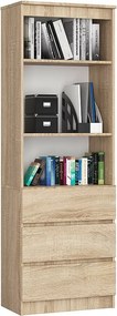 Regał AKORD R60 Dąb Sonoma 60 cm 3 szuflady kolor Dąb Sonoma mat 3 półki 60x35x180 cm