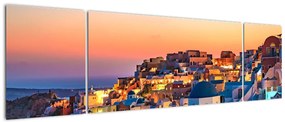 Obraz - Santorini o zmierzchu (170x50 cm)