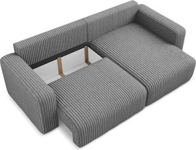 Szary sztruksowy rozkładany/ze schowkiem narożnik (prawostronny/z szezlongiem) Kona – Makamii