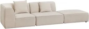Sofa Modułowy Narożny 2-częściowy Z Tapicerowanym Pufem Cardea Szenila Kremowy Beż - Sklum