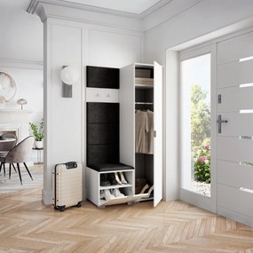 Masseno Garderoba LORI 95/181/51 cm Nowoczesna Szafa do Przedpokoju Biała