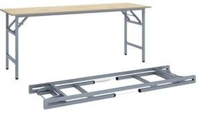 Stół konferencyjny FAST READY, 170x50 cm, szaro-srebrna podstawa, dąb naturalny
