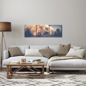 Obraz kota na podłodze (z zegarem) (90x30 cm)
