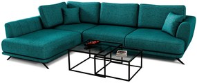 Rozkładana sofa narożna LARDE, turkusowa Wersja: Lewy róg