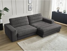 Antracytowy aksamitny narożnik (prawostronny/z szezlongiem) Sierra – Bobochic Paris