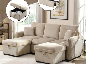 Wielofunkcyjna kanapa narożna w kształcie U - 3 miejsca - z miejscem do przechowywania - z szufladami - beżowy