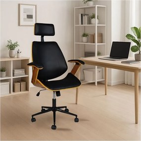 Fotel biurowy „James” z podłokietnikami stałymi w wykończeniu ze skóry ekologicznej