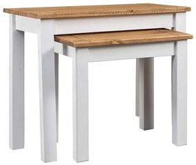 Skandynawski zestaw 2 białych stolików kawowych S9-T37