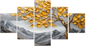 Obraz – Drzewo ze złotymi liśćmi (125x70 cm)