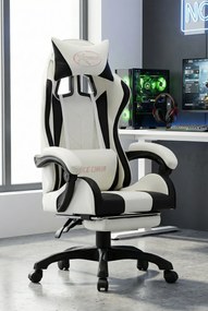 Biało-czarny fotel gamingowy z podnóżkiem M1-T78