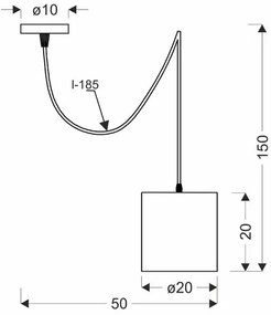 Pojedyncza lampa wisząca z możliwością zmiany wysokości - V105 C4-S37