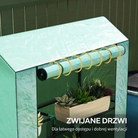 Outsunny Szklarnia z 3-poziomową półką, osłona z tworzywa sztucznego odpornego na UV, rolowane drzwi, 100 x 40 x 150 cm, zielona