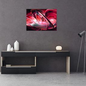 Obraz na szkle - czerwone fraktale (70x50 cm)