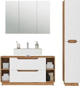 Zestaw mebli łazienkowych dąb/białe paski 119.2x35x62.5 lotta