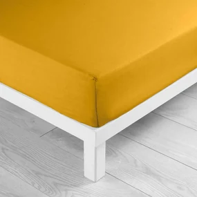 Żółte bawełniane prześcieradło z gumką 180x200 cm Lina – douceur d'intérieur