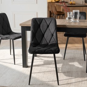 Krzesło Tapicerowane do Salonu ROBIN Czarne Welurowe Nowoczesne Loft