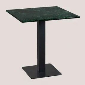 Kwadratowy Stolik Barowy Z Marmuru Livanto Zielony Marmur & ↔︎ 60 Cm & Czarny - Sklum