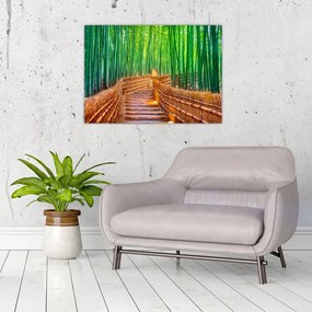 Obraz na szkle - Japoński las bambusowy (70x50 cm)