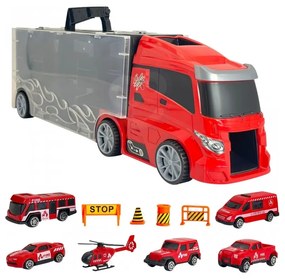 Woopie zestaw ciężarówka transporter 3w1 czerwony 11 el.