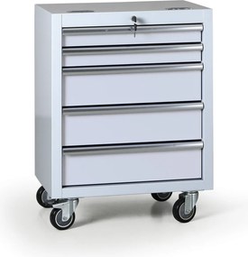 Wózek warsztatowy mobilny na narzędzia G2, 5 szuflad, 645 x 460 x 860 mm, szary