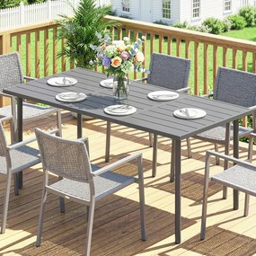 Outsunny Stół ogrodowy 165 x 80 cm dla 6 osób z metalowym blatem, stalowa rama, prostokątny | Aosom PL