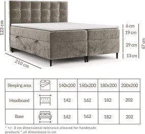 Ciemnoniebieskie łóżko boxspring ze schowkiem 160x200 cm Urbaneo – Maison de Rêve
