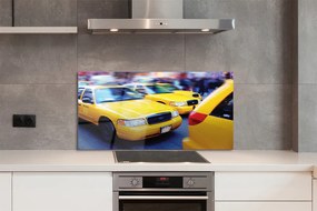 Panel szklany do Kuchni Żółta Taksówka w Mieście