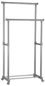 Metalowy teleskopowy stojak na ubrania na kółkach w kolorze srebra – Premier Housewares