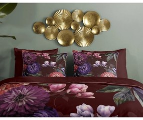 Bordowa pościel jednoosobowa z bawełny organicznej Descanso Gerbera, 140x220 cm
