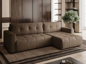 Narożnik w kształcie L VIENNA, tkanina Lambi, Brązowy, Prawy