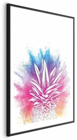 Plakat Kolorowy ananas 29,7x42 cm z ramą czarną z marginesem ARTGEIST B