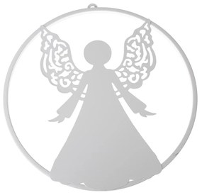 Metalowa dekoracja świąteczna na ścianę aniołGaladriel biała, 38 x 39,5 cm
