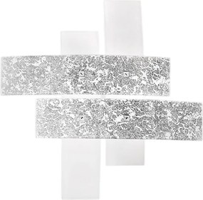 Lampa sufitowa Lara Medium z białego szkła i srebrnych detali, 70x70 cm, 2xE27 max 70 W, IP20, nowoczesny styl